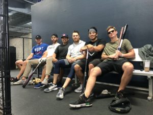 Offseason MLB Hitters Group in San Diego: Riley Adams (TOR), John Cresto (COL), Coach Marcelino, Brett Sullivan (TAM), Phillip Evans (PIT), Mickey Moniak (PHI)